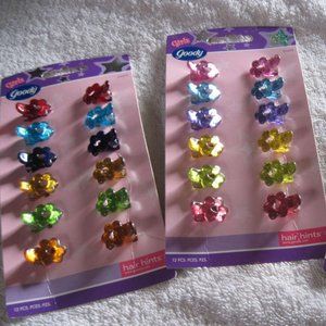 12 Goody Girls Pastel Color Plastic Flower Tiny Sectioning Hair Clips Teeth Grip